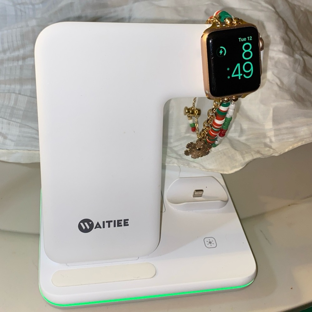 WAITIEE WIRELESS CHARGER 3 IN 1, 15W FAST CHARGING STATION APPLE WATCH - WHITE